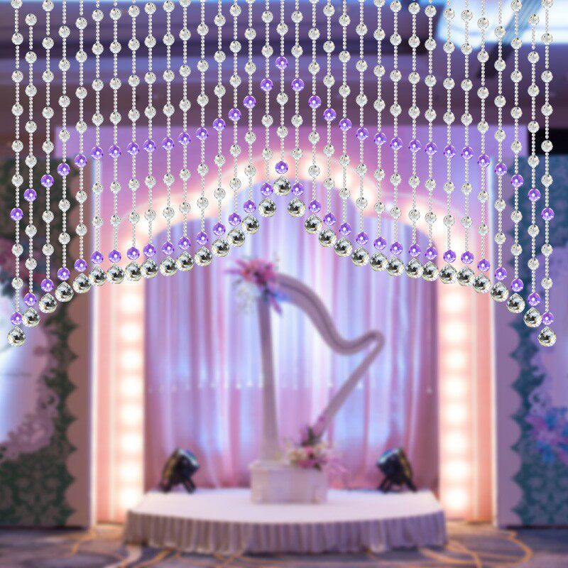 推荐定制透明水晶紫色隔断珠帘欧式过道大门卧室客厅卫生间门帘子