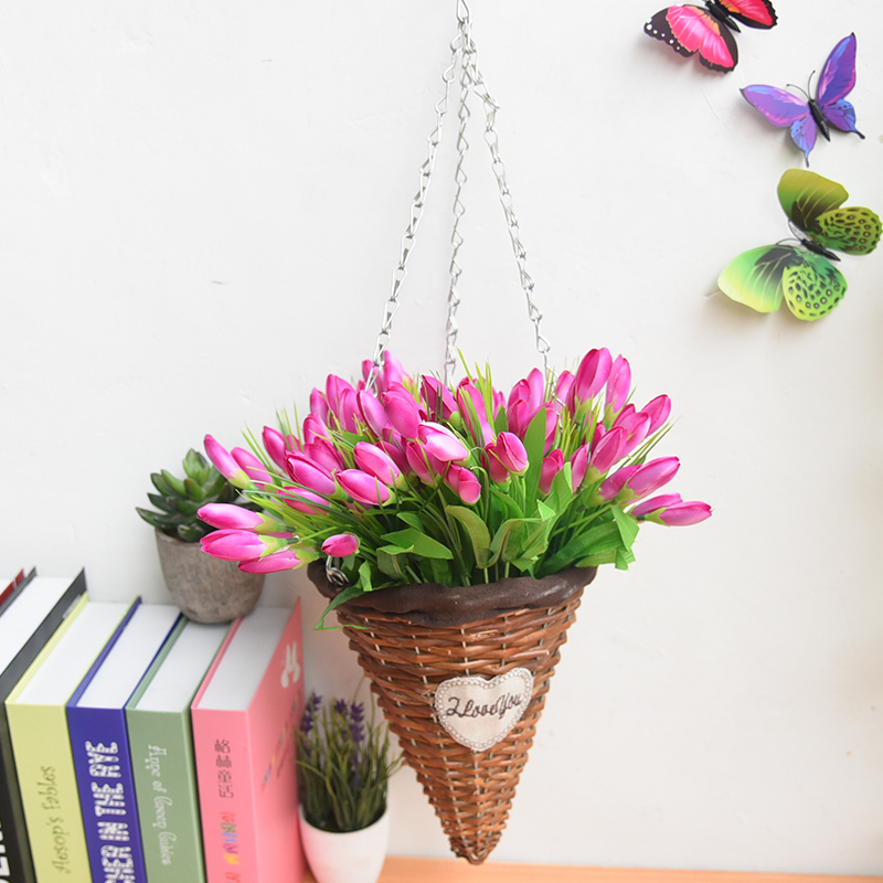 手工编织花篮藤编柳编吊篮悬挂花盆垂吊花架吊花器仿真花干燥花客