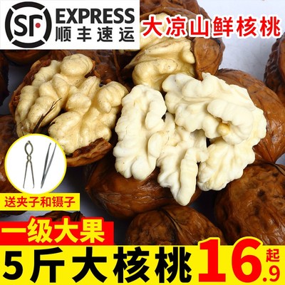 现货2025新鲜湿核桃 去青皮薄皮嫩黑桃带青皮绿皮孕妇生核桃5斤装