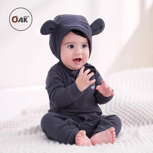 打底衣 婴儿连体衣新生儿女宝宝秋冬新款 Oak mont满月衣服德绒秋装
