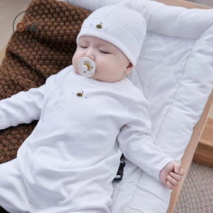 满月哈衣 爬服纯棉连体衣新生长袖 Oak mont小蜜蜂新生儿宝宝秋装