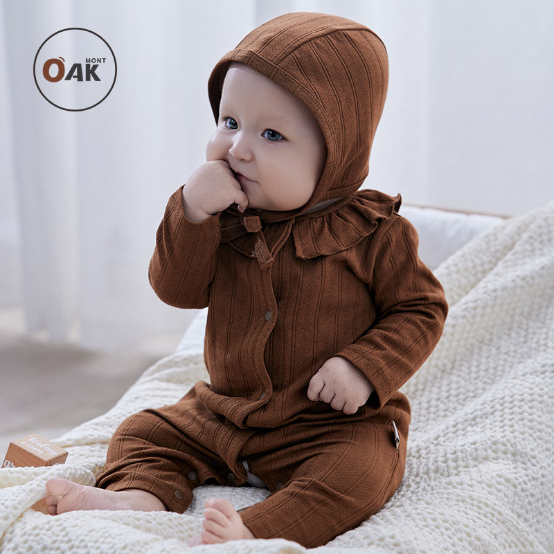 纯棉婴儿连体衣长爬镂空提花四季