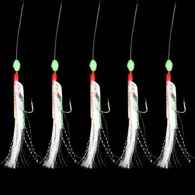 极速5pcs Sabk Soft Fshng Lure Rgs Bat Feather Worn Fake St