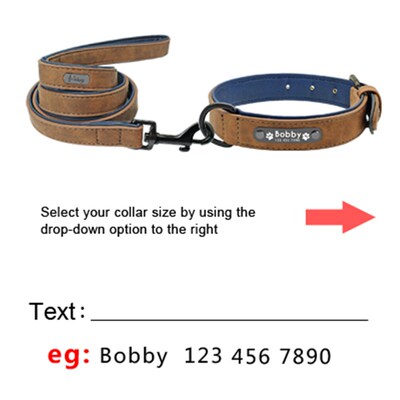 好货Leather Dog Collars Pet Tag Collar Leash Lead For Large