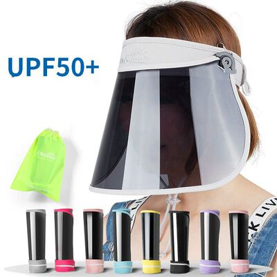 极速Adjustable Women Transparent Sun Visor Hat Cap Uv Protec