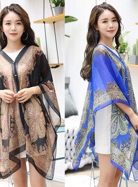 极速New shawl women summer scarf chiffon Sun Protection Clot