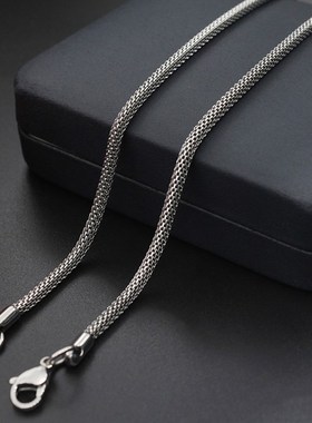 Fashion New Titanium Steel Necklace Round Mesh Chain Stainle