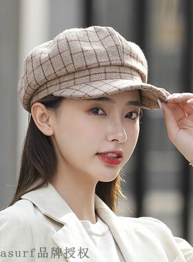 极速Autumn and winter womens hat fashion octagonal Hat Wome