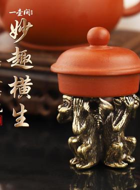 实心黄铜办公桌面小摆件三不猴古铜茶宠饰品工艺礼品摆饰礼品手把