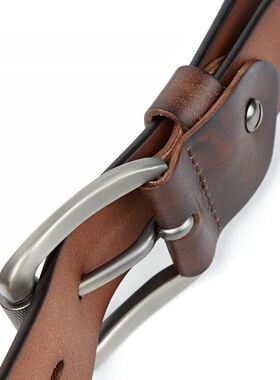 极速Mens Belt Genuine Leather Sturdy Buckle Men Vintage Bel
