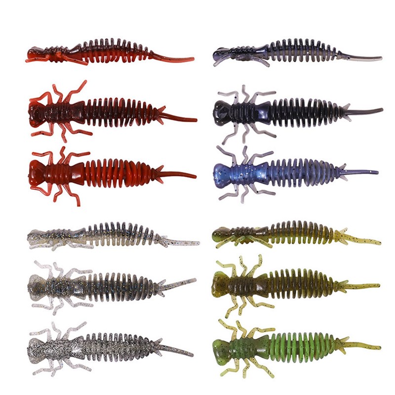 10pcs New Soft Bait Larva 55mm 75mm 100mm Soft Lure Worm Leu