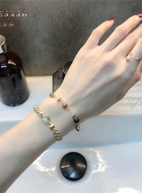 BOYESXSO碧玺手錬女转轮运本命年水晶手串礼物均码适合13-6手围(