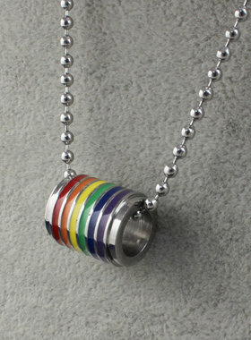 2022 Stainless Steel Circle Plate   Rainbow Necklace