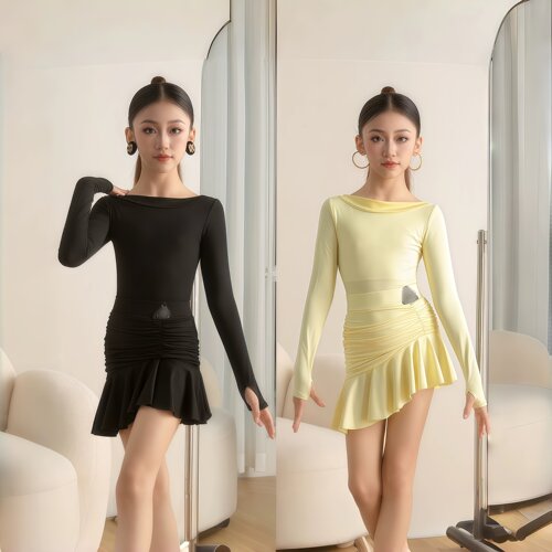 女童拉丁露背长袖练功服