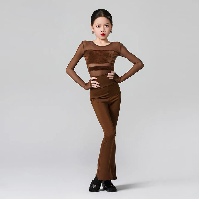 冬季儿童新拉丁舞服女童分体套装