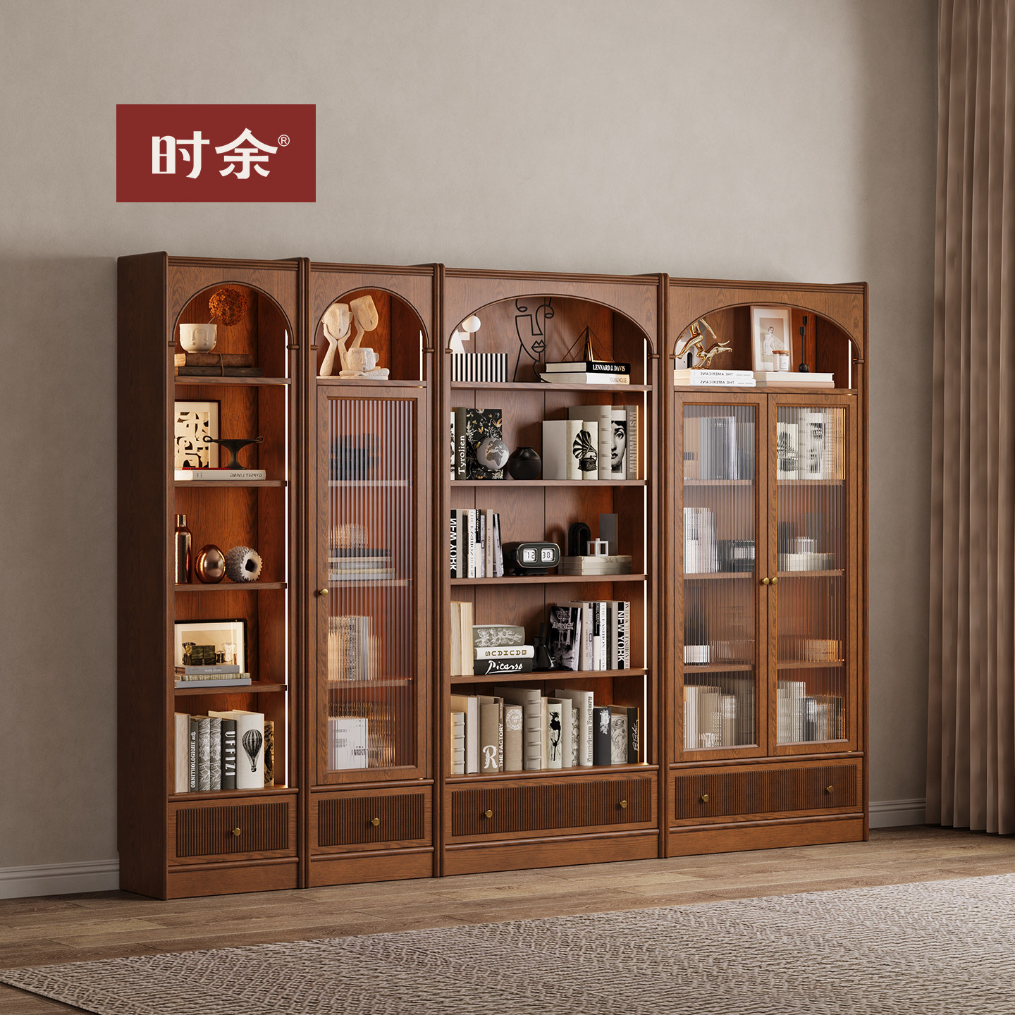 「时余檐序」复古木作｜满墙书柜图片
