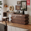 时余贝蒂法式 边柜 复古转角化妆桌卧室实木梳妆台中古风柜斗柜美式