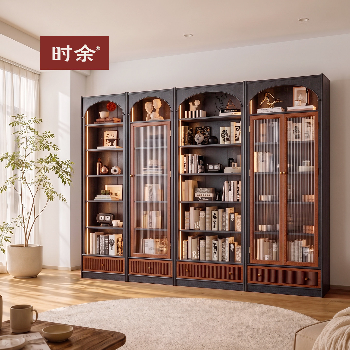 「时余塔塔」复古木作｜满墙书柜图片