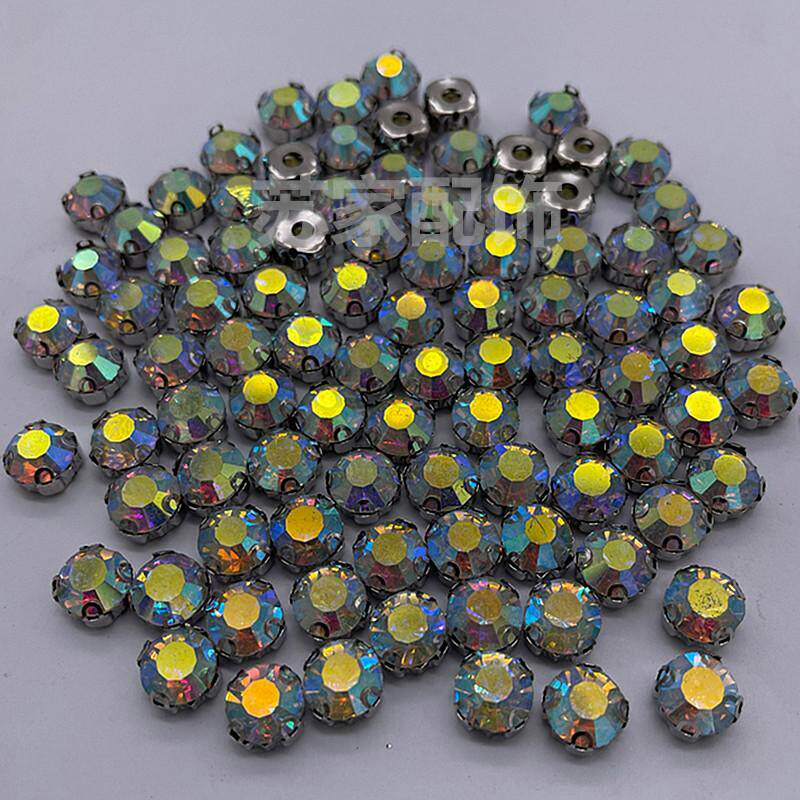 精品爪钉钻尖底水钻 四爪耳钻幻彩AB钻服装diy钉珠手缝彩色钻配饰