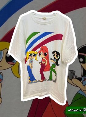 Story Carrie  飞天小女警Powerpuff Girls叠穿圆领内搭短袖T恤