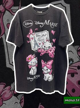 Story Carrie   蝴蝶结小猫Aristocats欧美流行休闲潮流短袖T恤