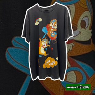 Story Carrie  奇奇和蒂蒂休闲潮流oversise宽松圆领街头短袖T恤