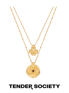 护身符系列四叶草金币双层项链