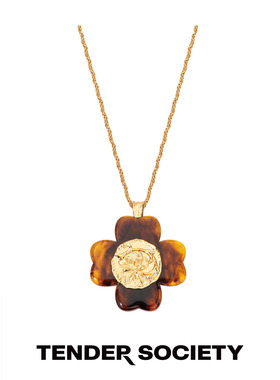 四叶草复古金币树脂长项链