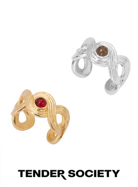 八字纹镶石戒指金银双色