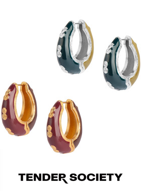 TenderLuck八字纹拼色珐琅耳圈