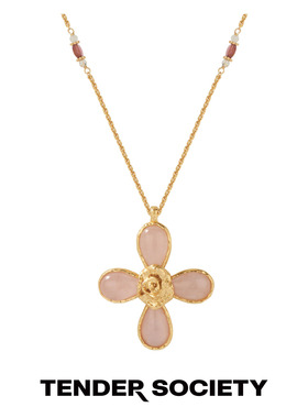Tender Society Rosalie系列熔岩玫瑰十字水晶镶石长项链春季新款