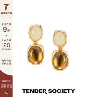 Tender SocietyLuck护身符系列白茶色琉璃耳坠优雅时尚气质耳饰