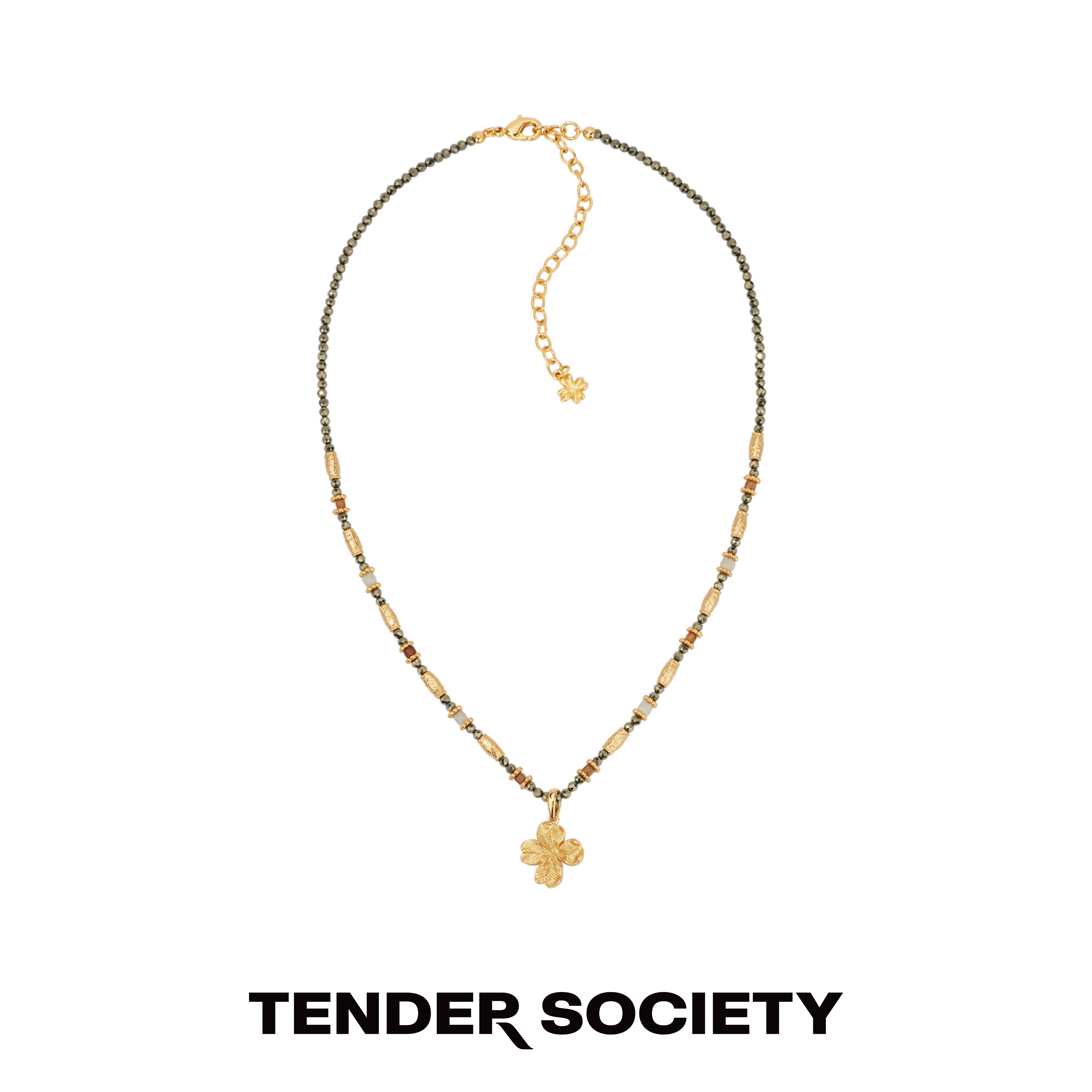 Tender SocietyLuck护身符系列金色四叶草吊坠串珠项链当季新款