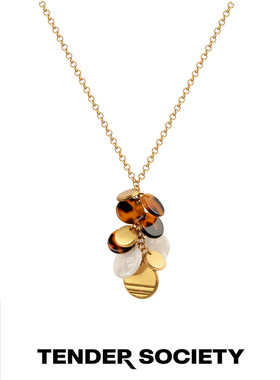 Tender Society Lempicka深玳瑁V字流苏长项链原创颈链时尚复古