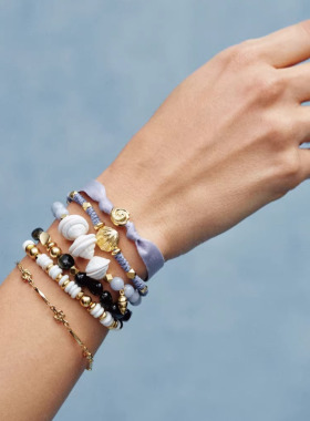 蓝色系天使石贝壳吊坠串珠手链