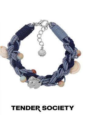 度假系列蓝色贝壳编织手环