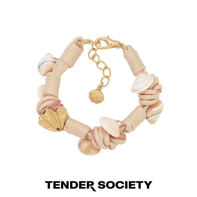 Tender SocietyVoyage度假粉米色贝壳编织手环女小众设计新款手链