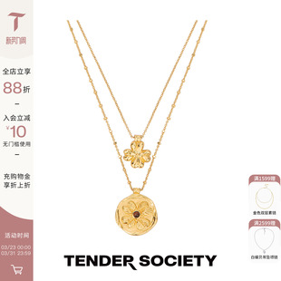 Tender Luck护身符系列四叶草双层金币项链女高级感轻奢 Society