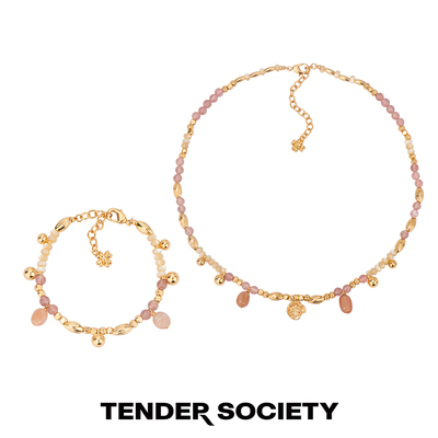 Tender SocietyLuck护身符系列四叶草小金币草莓晶串珠项链&手链