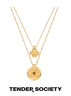 护身符系列四叶草金币双层项链