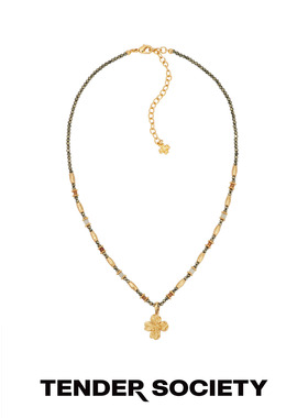 Tender Society Luck护身符系列金色四叶草吊坠串珠项链新年礼物