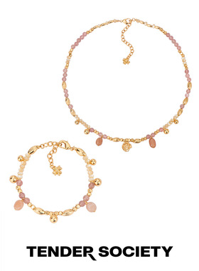 Tender Society Luck护身符系列四叶草小金币草莓晶串珠项链&手链