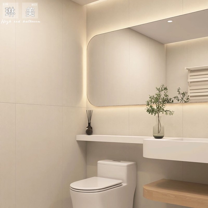 日式原木风可丽耐一n体盆岩板浴室柜组合卫生间洗脸手洗漱台盆卫