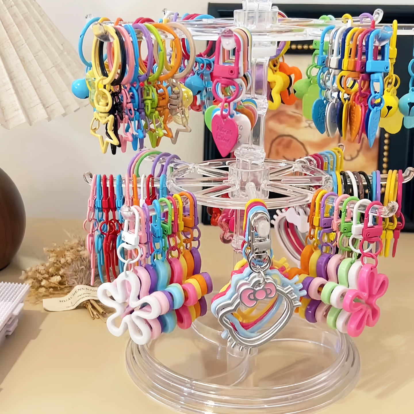 多巴胺拼豆钥匙扣配件手工diy门扣组合挂扣圈环装饰饰品配件材料