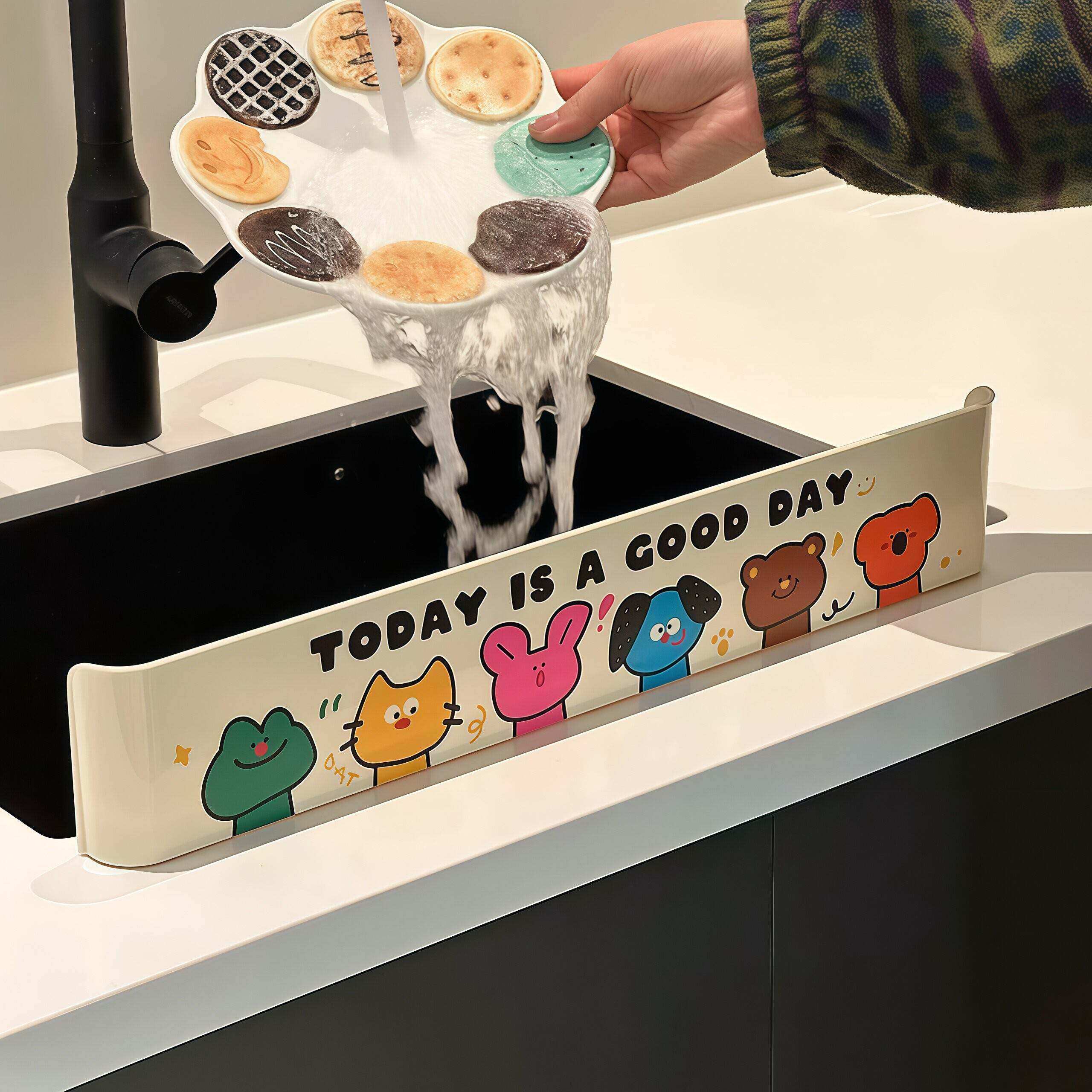 【新家的100个快递】厨房水槽挡水板水池边缘加高防溅水挡板隔板