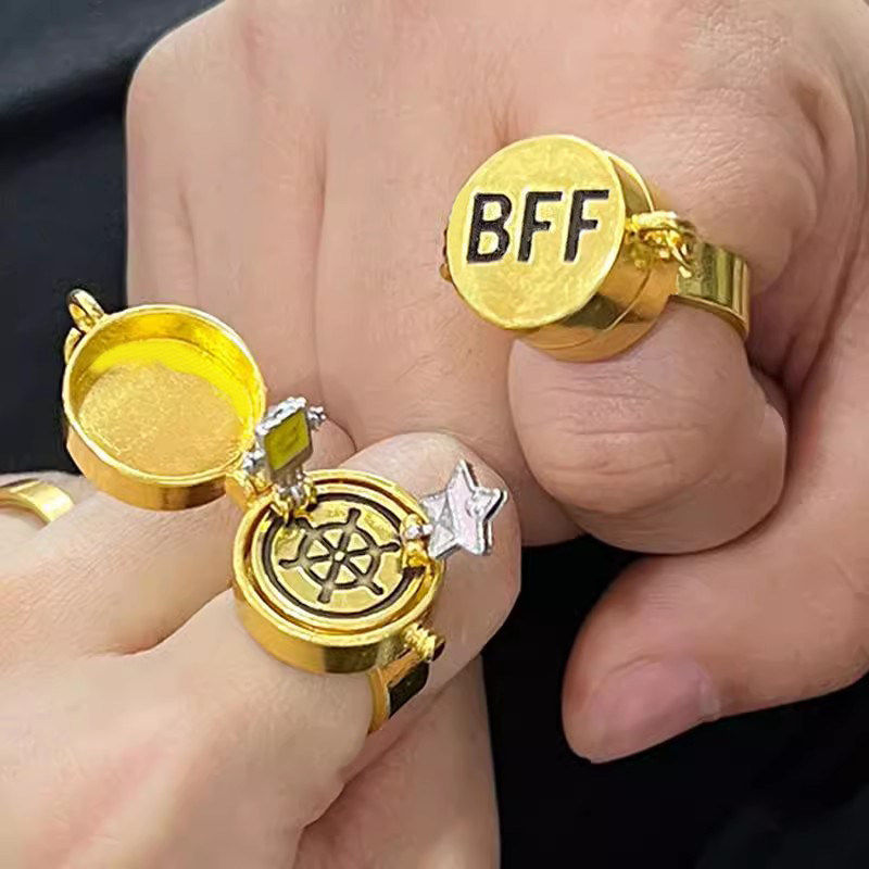 海绵宝宝派大星旋转可开BFF戒指