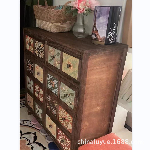 美式家用进门鞋柜实木客厅阳台储物柜复古彩绘大容量玄关柜门厅柜,电子元器件市场,电线扎带/束线带,淘宝优惠券,粉丝福利购,淘宝优惠卷