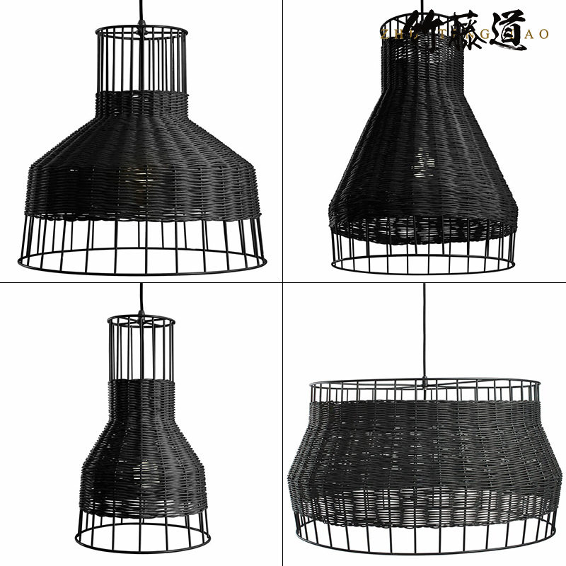 东南亚藤艺吊灯复古鸟巢灯创意个性餐厅火锅店吊灯田园手工艺灯具