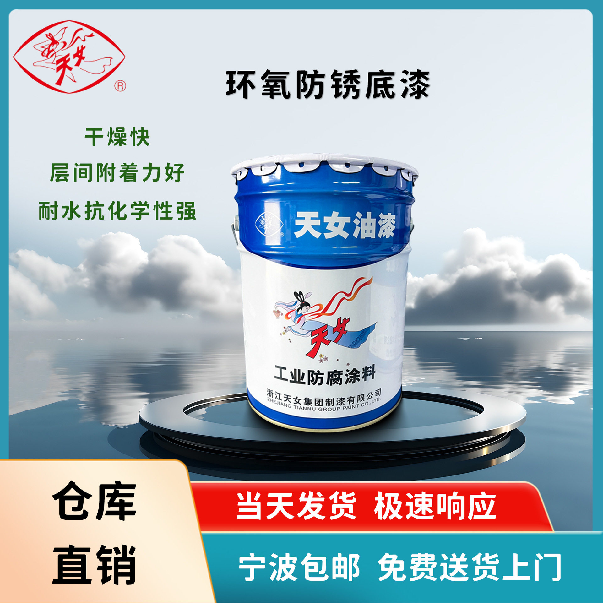 天女环氧防锈底漆管道储罐钢结构工业防腐涂装干燥快耐水抗油污强