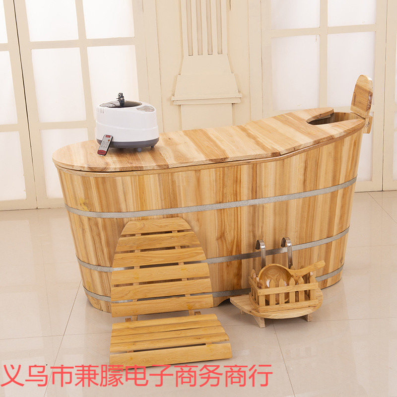 加厚木桶浴桶沐浴桶成人泡澡桶汗蒸熏蒸桶浴缸浴盆实木质雄社